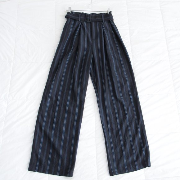 Vince Pants - VINCE Navy Striped Straight Leg Trousers High Waist Pants ~Orig. retail $395